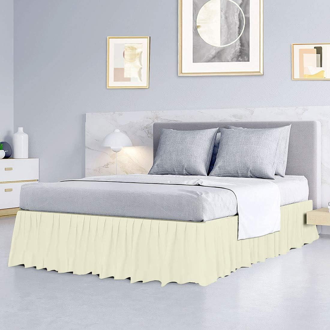 MyGiza Sheets Ruffled Bed Skirt with Split Corners Ivory, Queen 15