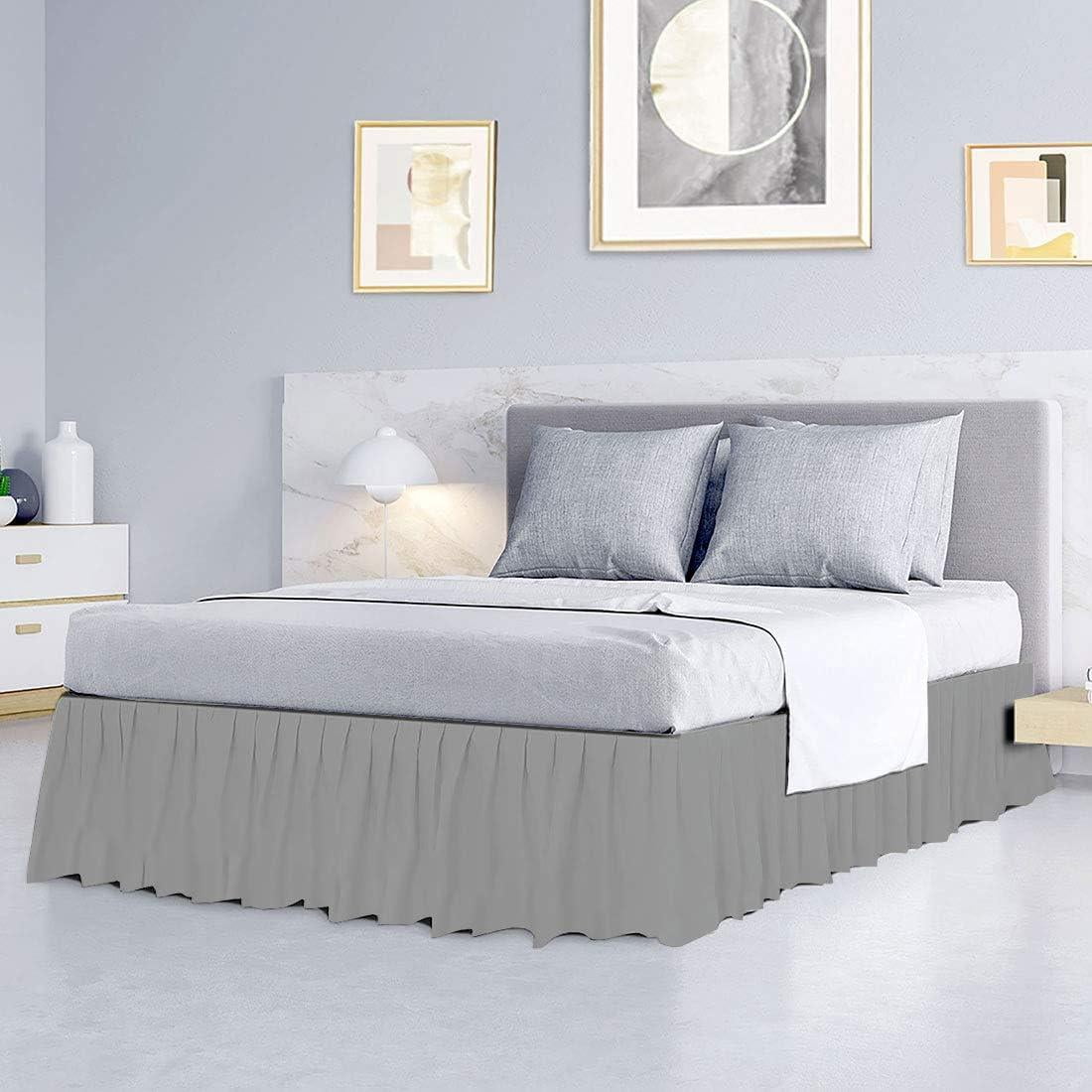 MyGiza Sheets Ruffled Bed Skirt with Split Corners Light Grey, Full