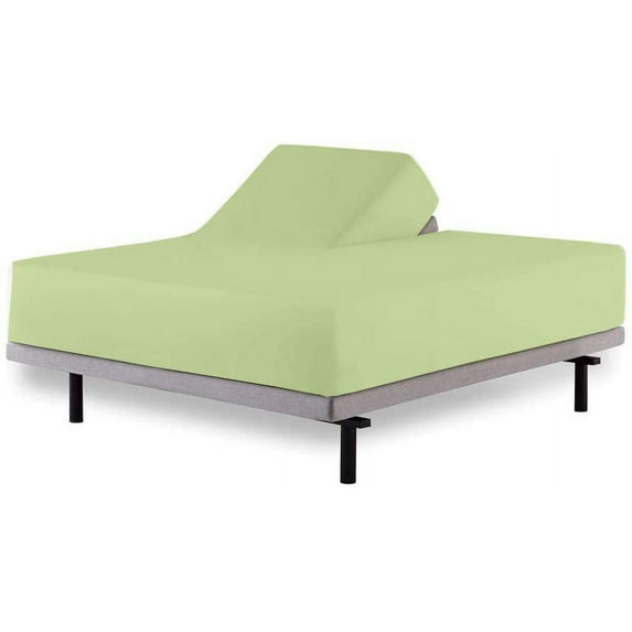 MyGiza Sheets Top Split King Sheets Sets for Adjustable beds- 28" Split Top King- 100% Giza Cotton- Sage Solid