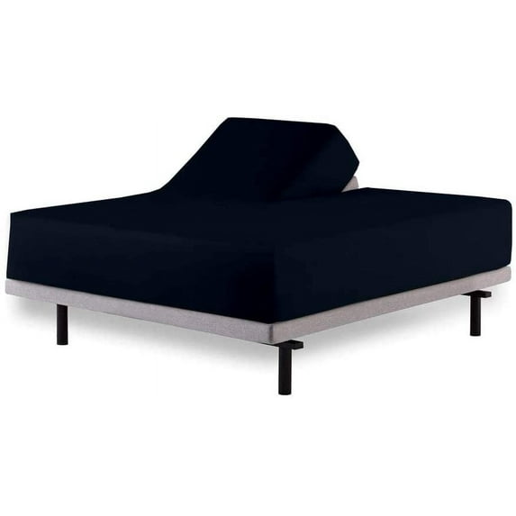 MyGiza Sheets Top Split Queen Sheets Sets for Adjustable beds- 100% Giza Cotton,39" Split Top Queen,Navy Blue Solid