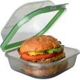 thumbnail image 1 of MyGo Container Bun Sized To-Go Compartment Container, 5-1/2" X 5-1/2" X 3-1/2" Reusable, Microwave Safe, NSF Certified, Smoke/Green, 1 of 6