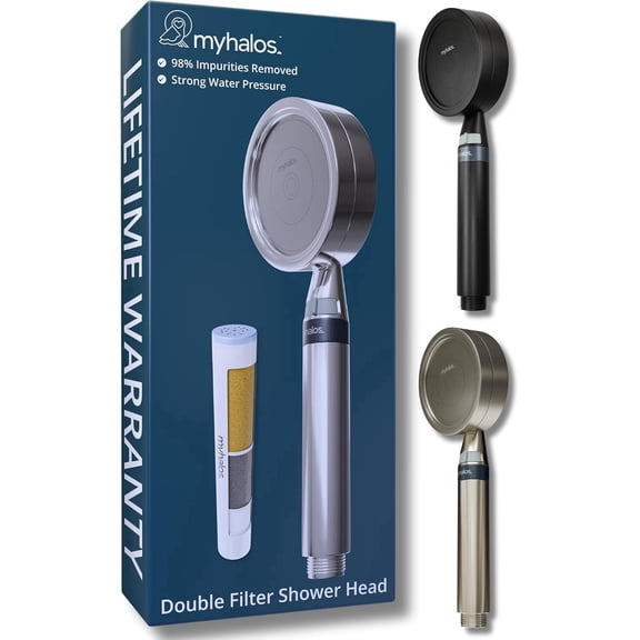 MyHalos Handheld Filtered Shower Head with Handheld Handle - High Pressure Shower Heads With Filter To Reduce Chlorine & Soften Water