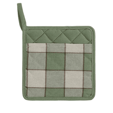 MyHome Country Long Pot Holder, Heat Resistant Oven Mitts, Cotton Oven Gloves, Pan Lid Holder, Pot holder for kitchen, Cotton, Toscana, Green, 16x85 Cm