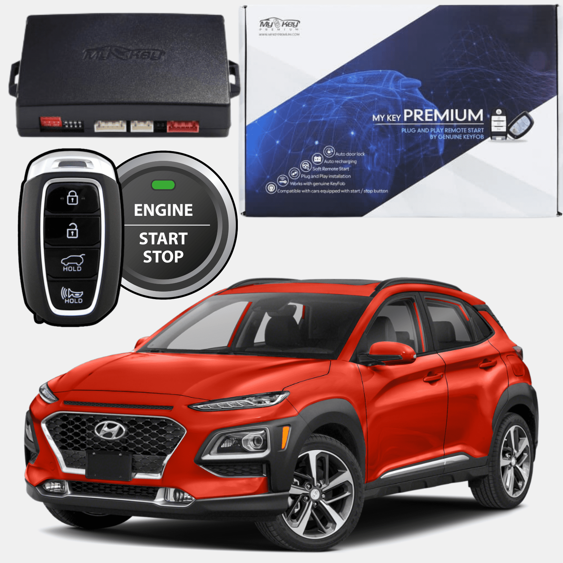 MyKey Premium Car Key FOB for HYUNDAI KONA - Remote Start Kit - Walmart.com