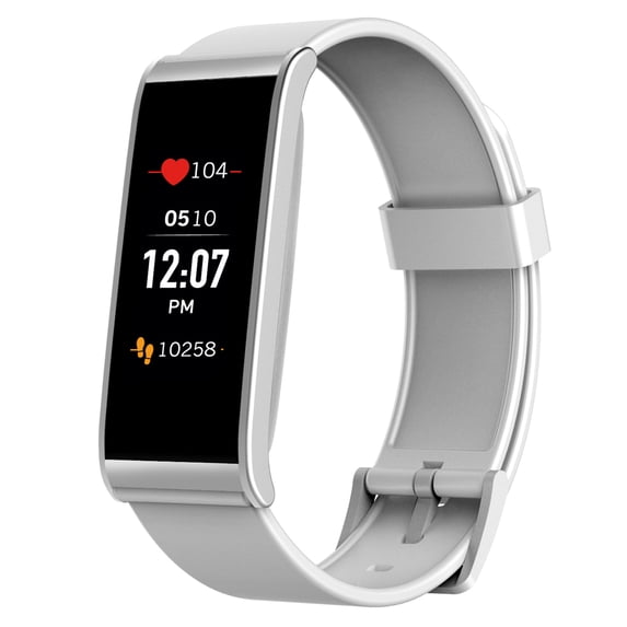 MyKronoz ZeFit4 HR Fitness Activity Tracker with Heart Rate Monitoring, Color Touchscreen & Smart Notifications - White/Silver