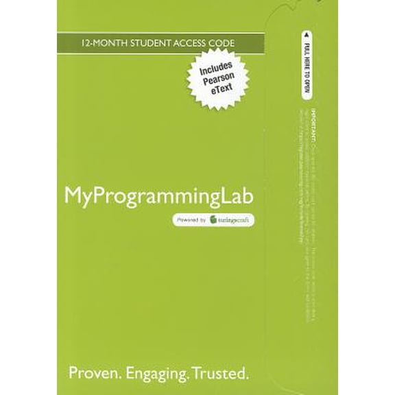 Pre-Owned MyLab Programming with Pearson eText -- Access Card -- for Starting Out with Java: From Control Structures through Objects (MyProgrammingLab (Access Codes)) Paperback