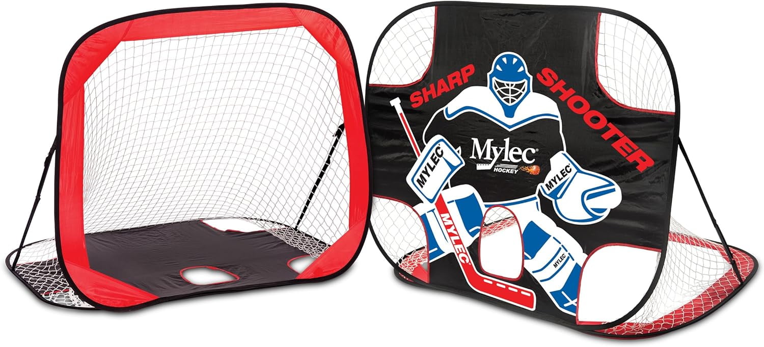 MyLec All Purpose Goal for Outdoor Sports, Foldable Nylon Sports Net, Lightweight & Portable, Easy Assembly & Durable, Perfect Hockey Gifts (Red, 5 Pounds)