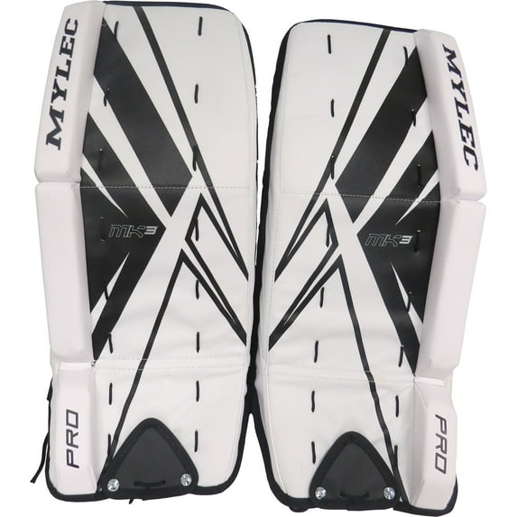 MyLec Ultra Lite 7000 Goal Pad, Lightweight & Durable Adult & Youth Shin Guards, Smart Strap Shin Pads, Breathable Material, Foam Padding with Deep Leg Channels, Flat Front Leg Guards(30,White)