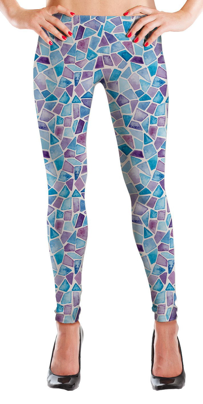 MyLeggings Buttersoft High Waistband Leggings Blue and Pink Paint - Small 