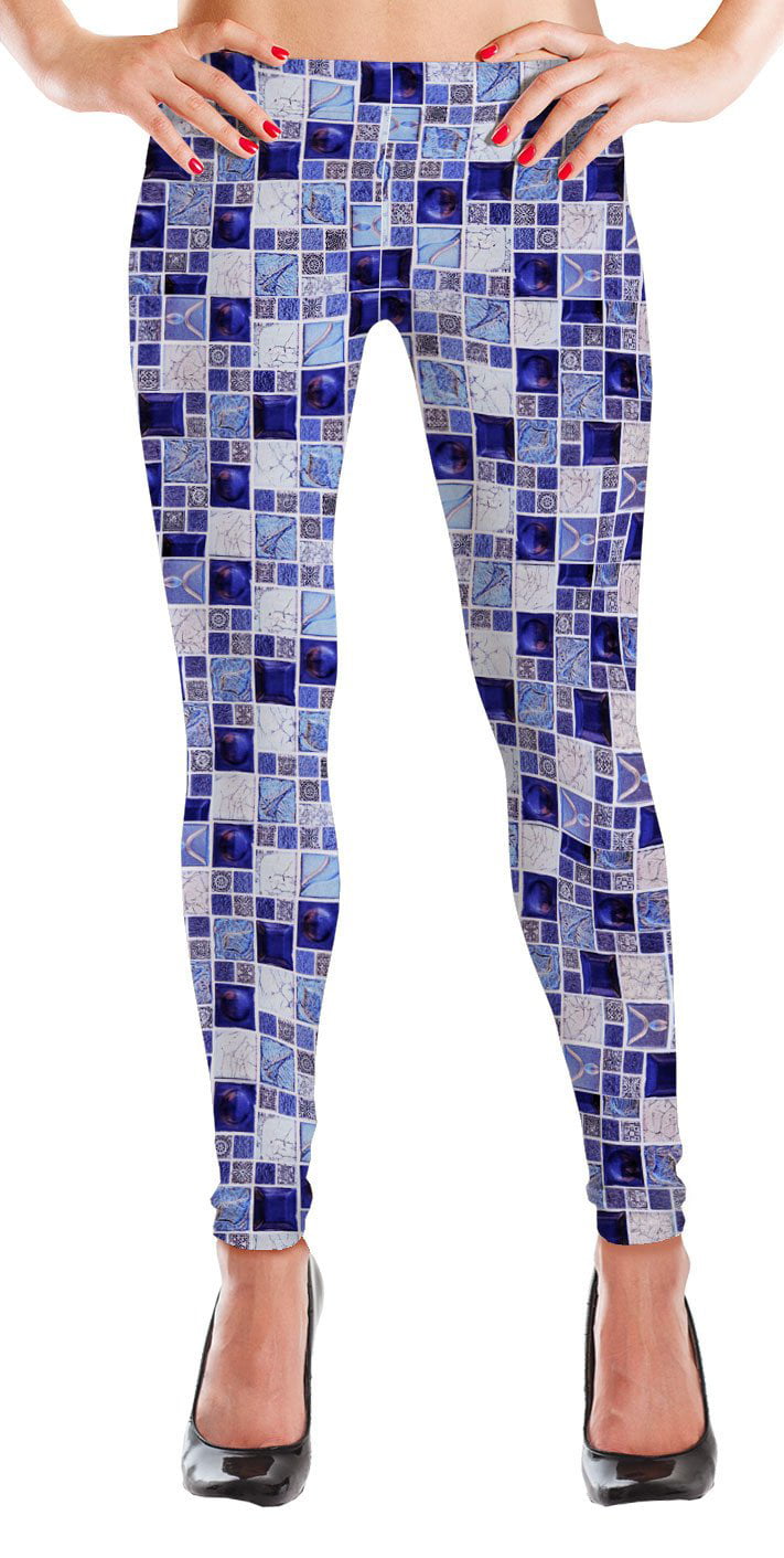 MyLeggings Buttersoft High Waistband Leggings Purple Mosaic Tile - Medium 