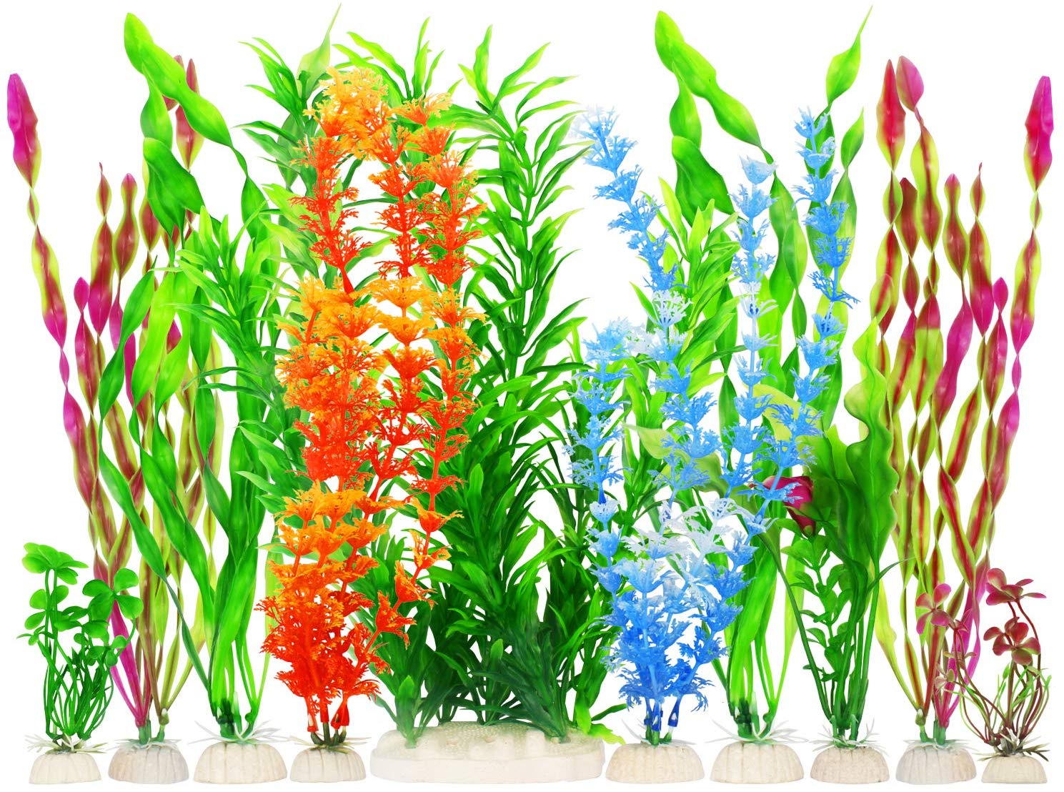 MyLifeUNIT Artificial Fish Tank Plants, Plastic Aquarium Plants