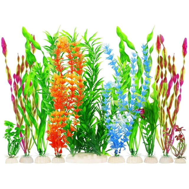 MyLifeUNIT Artificial Fish Tank Plants, Plastic Aquarium Plants