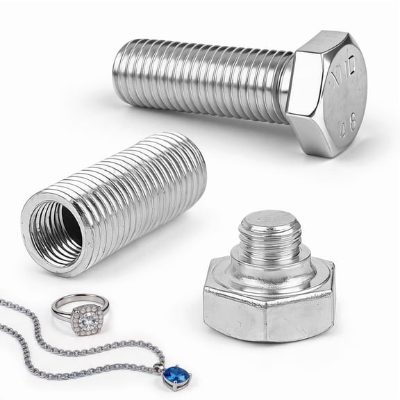 MyMealivos 2Pcs Hidden Bolt Diversion Safe Stash Container, Realistic Metal Fake Bolt Secret Storage Compartment to Hide Cash Jewelry Valuables-Silver