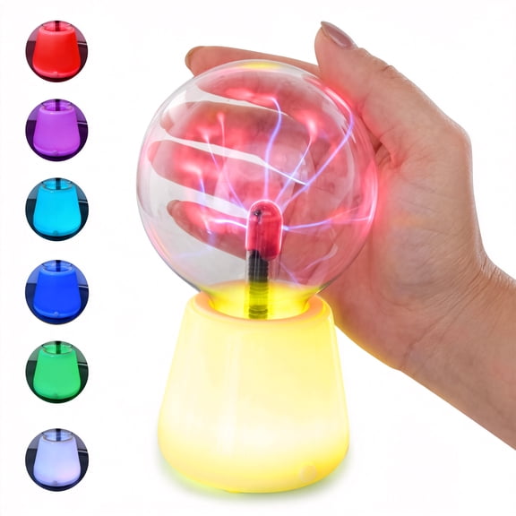 MyMealivos Plasma Ball 3inch Interactive Touch Lightning Globe, Interesting Night Light Plasma Ball Lamp USB-C Powered Fit for Office Desk Decor, White Elephant Cool Gag Gifts