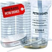 MyMed Sterile Petri Dishes with Lids (90 x 15 mm) 40 pcs. & 2 ml Plastic Pipettes Agar Plates for Bacteria & Mycology Lab Experiments