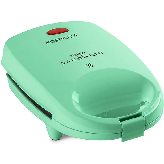 MyMini Personal Sandwich Maker, Nonstick Panini Press, Pizza Pockets, Quesadillas, Mint Green