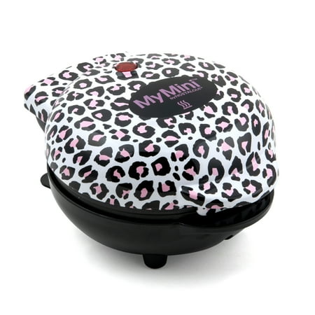 MyMini Waffle Maker, Black & White Leopard Print