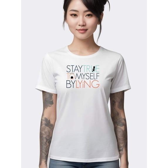 MyMoodTee Stay True To Myself Graphic T-Shirt for Men Women – Funny Quote Tee, 100% Cotton, Comfortable Pre-Shrunk Unisex Fit