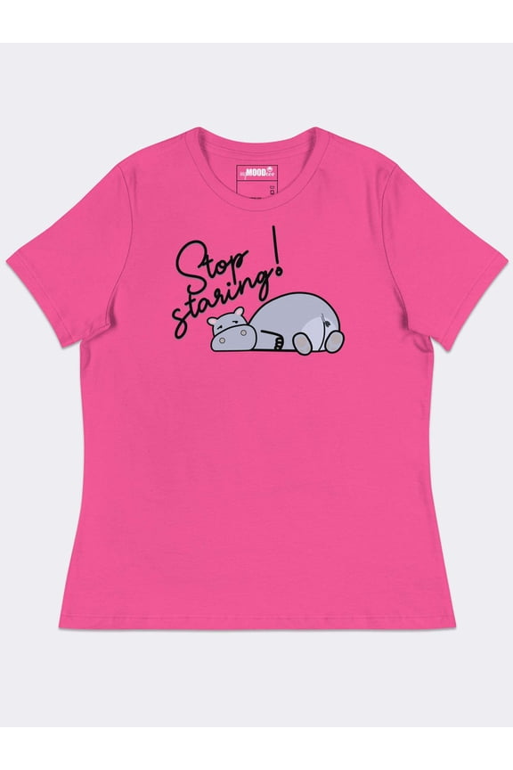 MyMoodTee Women’s Stop Staring Cotton Graphic Tee – Bold Confident Statement Shirt