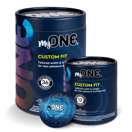 MyONE Condoms Larger Fit Size 60K: Extra Wide (60), Length 8” (K), Latex, 12-Count