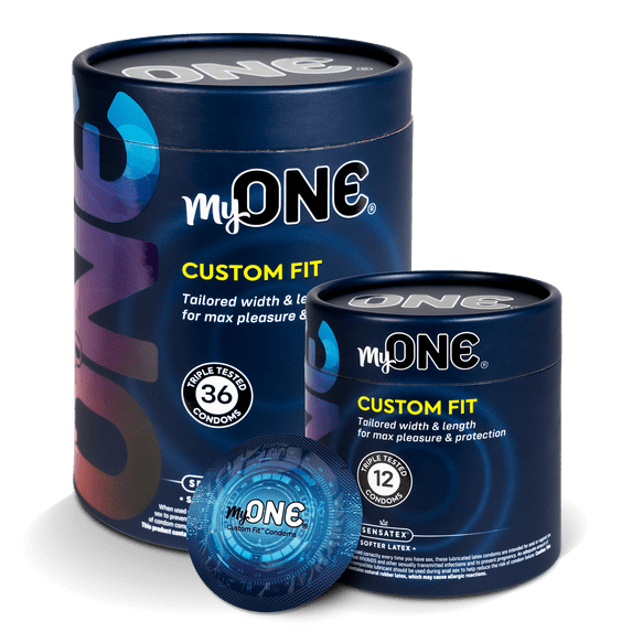 MyONE Condoms Snug Fit Size 47F: Extra Snug (47), Length 6” (F), Latex, 12-Count