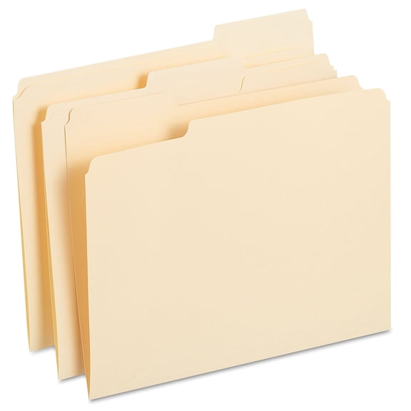 MyOfficeInnovations 3 Tab Manila File Folders with Reinforced Tabs Letter 250/Box 502677