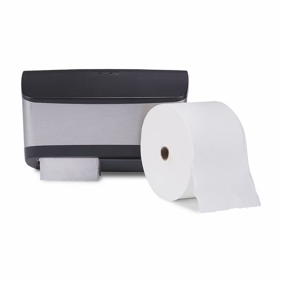 MyOfficeInnovations Duo Bath Tissue Dispenser Black/Metallic 24405521