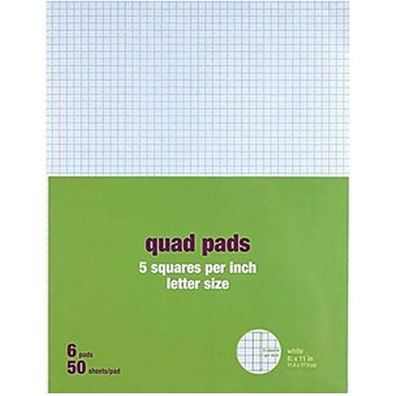 MyOfficeInnovations Graph Pads 8.5" x 11" Graph White 50 Sheets/Pad 412585