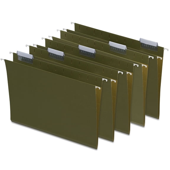 MyOfficeInnovations Hanging File Folders 5-Tab Letter Standard Green 50/Box (266262)