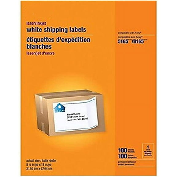 MyOfficeInnovations Laser/Inkjet Shipping Labels 8 1/2" x 11" White 1 Label/Sheet 518346