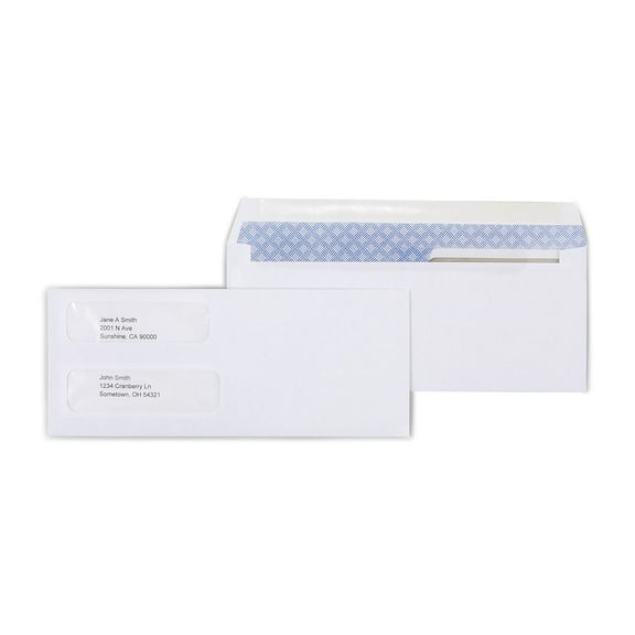 MyOfficeInnovations Lsr Check Size Double-Window Security-Tint Gummed Envelopes 1 000/BX 381898