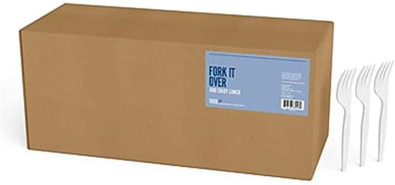 Perk Medium-Weight White Plastic Forks, 1000-Pack