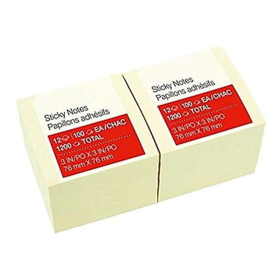 MyOfficeInnovations Stickies Recycled Notes 3" x 3" Yellow 12 Pads/Pack (S-33YR12) 105809