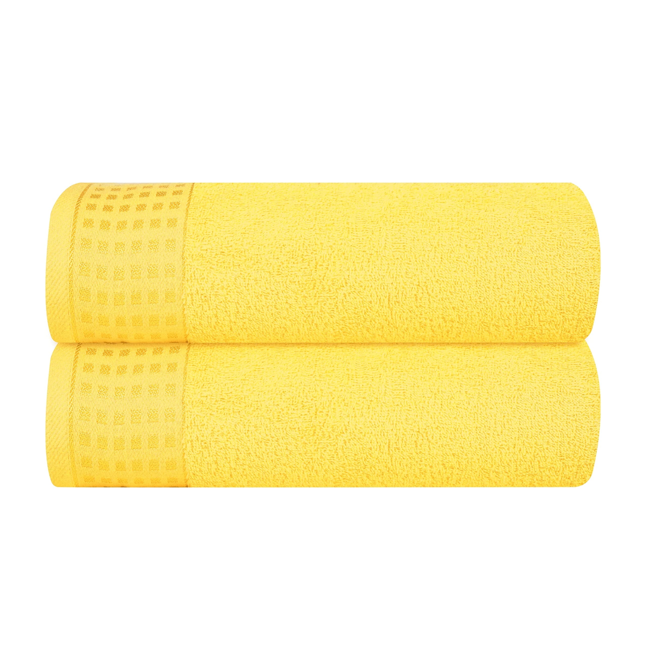 MyOwn 100% Premium Cotton 2 Pack Oversized Bath Towel Set 28x55 inches, Large Bath Towels, Ultra Absorbant Compact Quickdry & Lightweight Towel, Ideal for Gym Travel Camp Pool - Lime Yellow