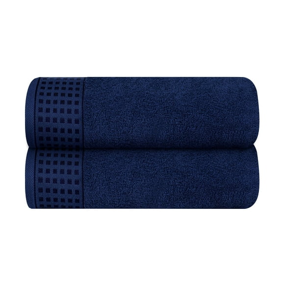 MyOwn 100% Premium Cotton 2 Pack Oversized Bath Towel Set 28x55 inches, Large Bath Towels, Ultra Absorbant Compact Quickdry & Lightweight Towel, Ideal for Gym Travel Camp Pool - Navy Blue