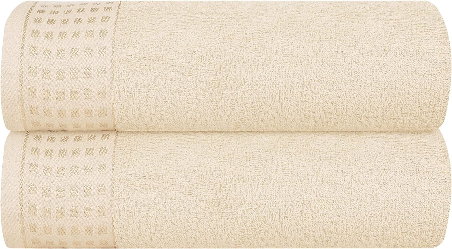 MyOwn 100% Premium Cotton 2 Pack Oversized Bath Towel Set 28x55 inches, Large Bath Towels, Ultra Absorbant Compact Quickdry & Lightweight Towel, Ideal for Gym Travel Camp Pool - Ivory