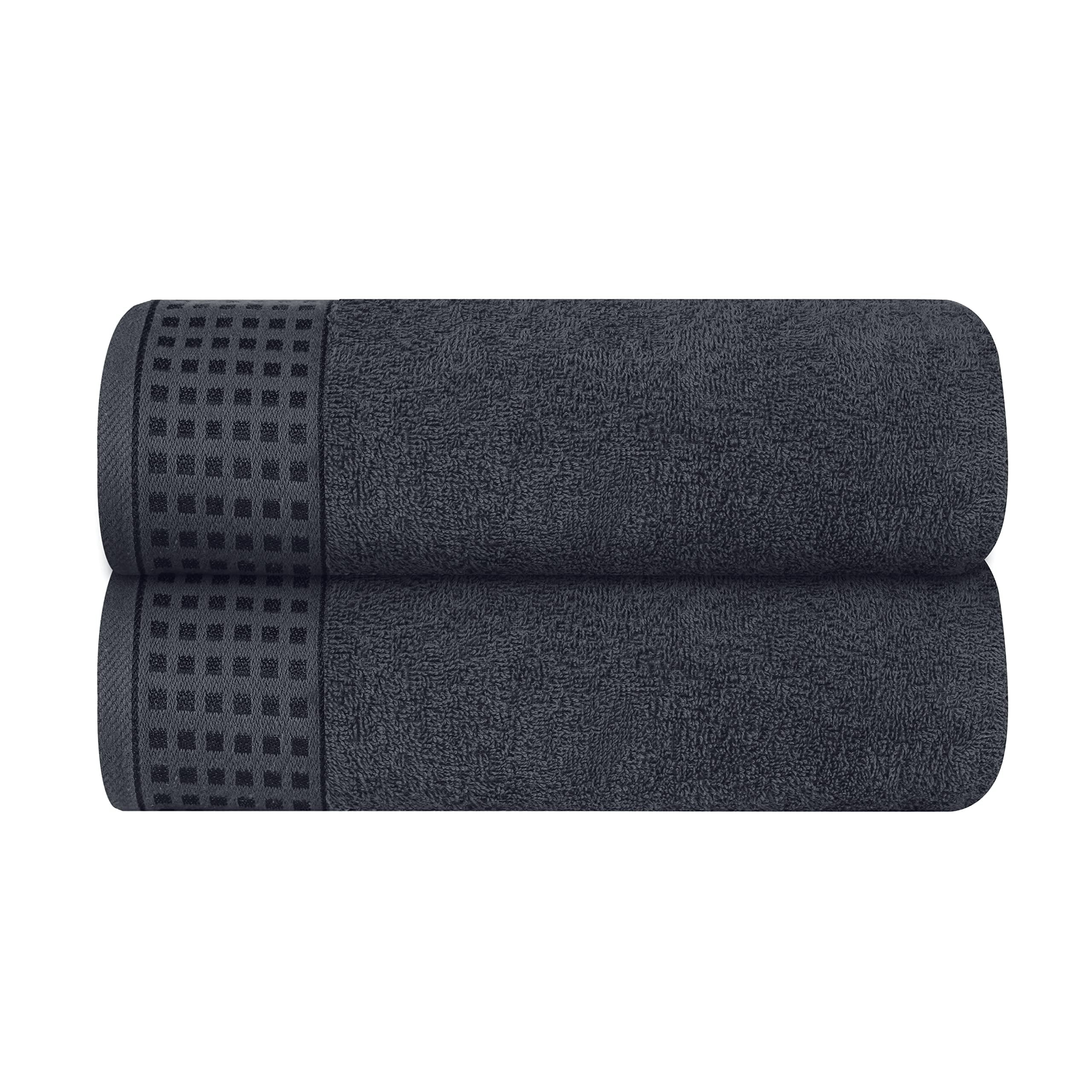 MyOwn 100% Premium Cotton 2 Pack Oversized Bath Towel Set 28x55 inches, Large Bath Towels, Ultra Absorbant Compact Quickdry & Lightweight Towel, Ideal for Gym Travel Camp Pool - Charcoal Grey