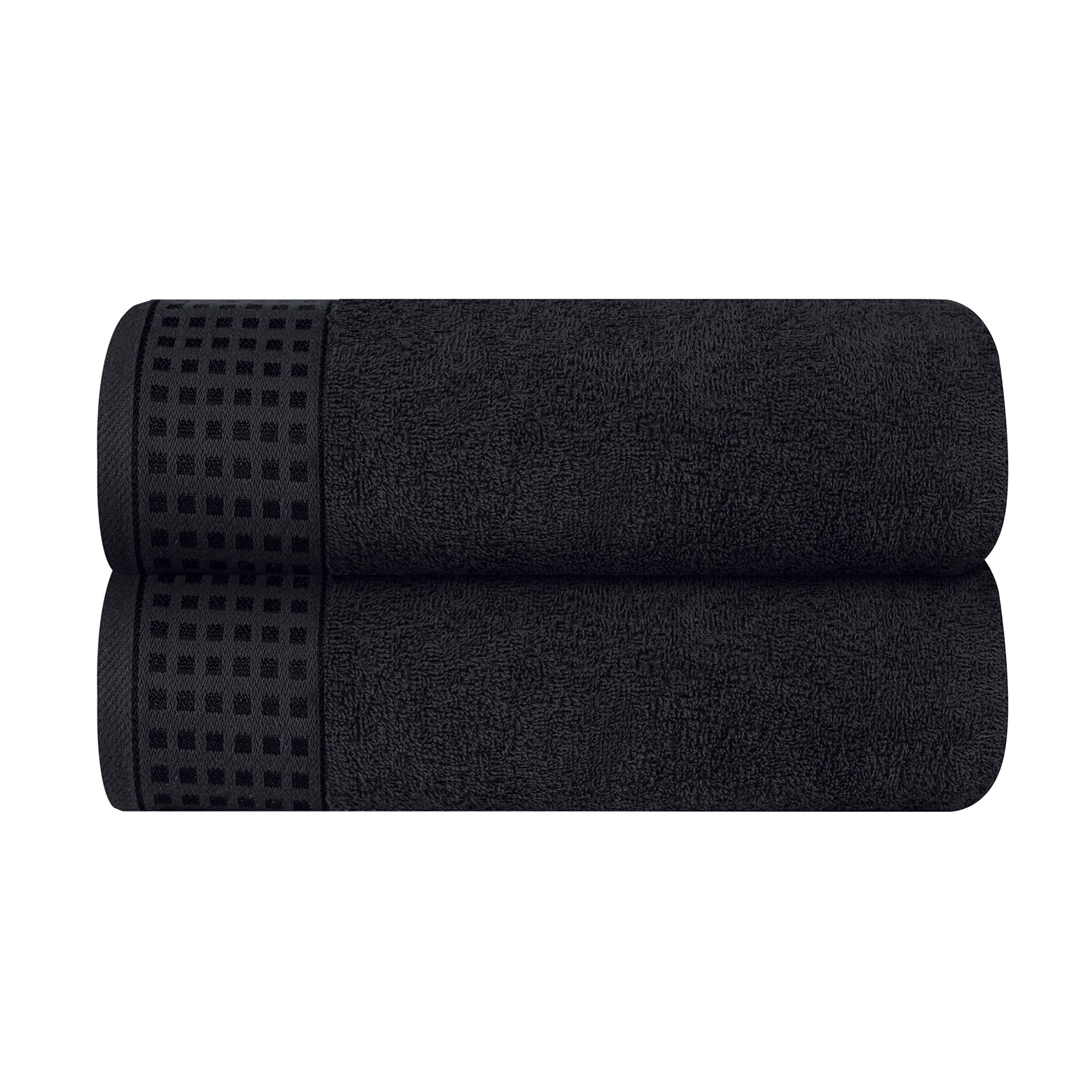 MyOwn 100% Premium Cotton 2 Pack Oversized Bath Towel Set 28x55 inches, Large Bath Towels, Ultra Absorbant Compact Quickdry & Lightweight Towel, Ideal for Gym Travel Camp Pool - Black
