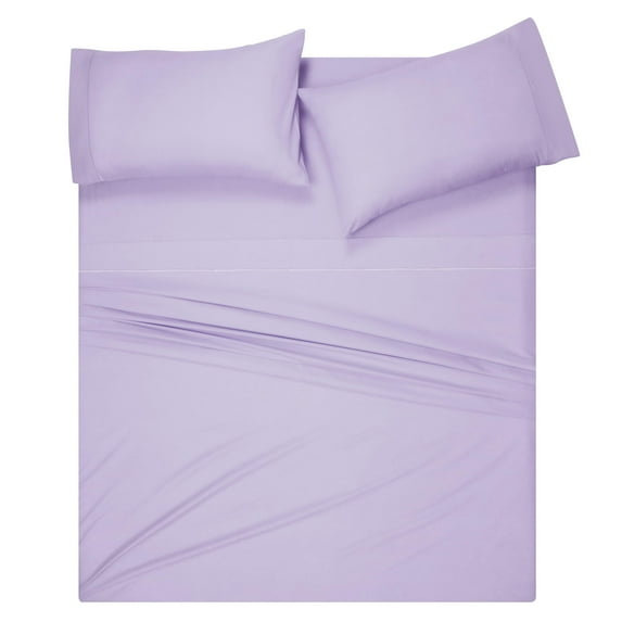 MyOwn King Sheet Set - Cotton Rich Bedding Sets King, 4 Piece Deep Pocket King Size Bedding Sets - Ultra Soft, Wrinkle Resistant, Quick Dry, Easy Care King Sheets - Purple
