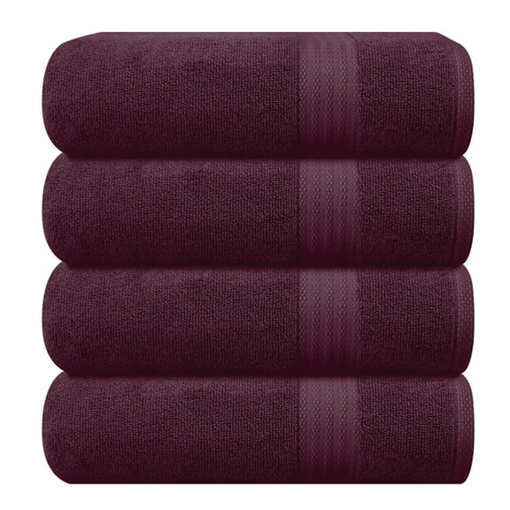 MyOwn Premium Cotton 4 Pack Bath Towel Set - 100% Pure Cotton - 4 Bath Towels 27x54 - Ideal for Everyday use - Ultra Soft & Highly Absorbent - Burgundy
