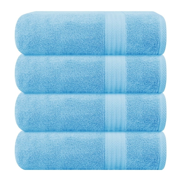 MyOwn Premium Cotton 4 Pack Bath Towel Set - 100% Pure Cotton - 4 Bath Towels 27x54 - Ideal for Everyday use - Ultra Soft & Highly Absorbent - Sky Blue