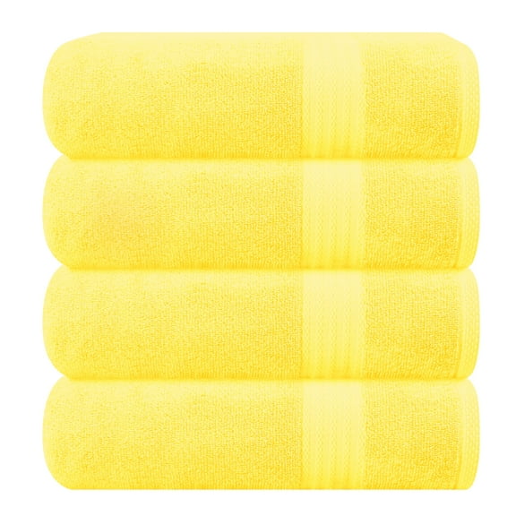 MyOwn Premium Cotton 4 Pack Bath Towel Set - 100% Pure Cotton - 4 Bath Towels 27x54 - Ideal for Everyday use - Ultra Soft & Highly Absorbent - Yellow