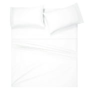 MyOwn Queen Sheet Set - Cotton Rich Bedding Sets Queen, 4 Piece Deep Pocket Queen Sheet - Ultra Soft, Wrinkle Resistant, Quick Dry, Easy Care Queen Sheets - White