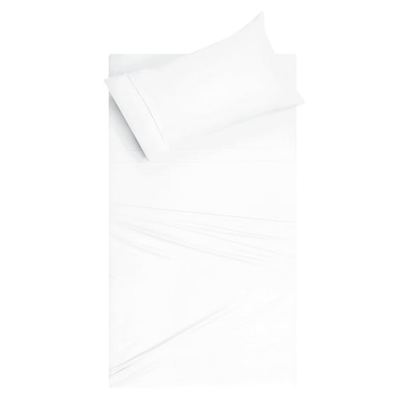 MyOwn Twin Sheet Set - Cotton Rich Twin Bedding Sets, 3 Piece Deep Pocket Twin Sheet - Ultra Soft, Wrinkle Resistant, Quick Dry, Easy Care Twin Sheets - White