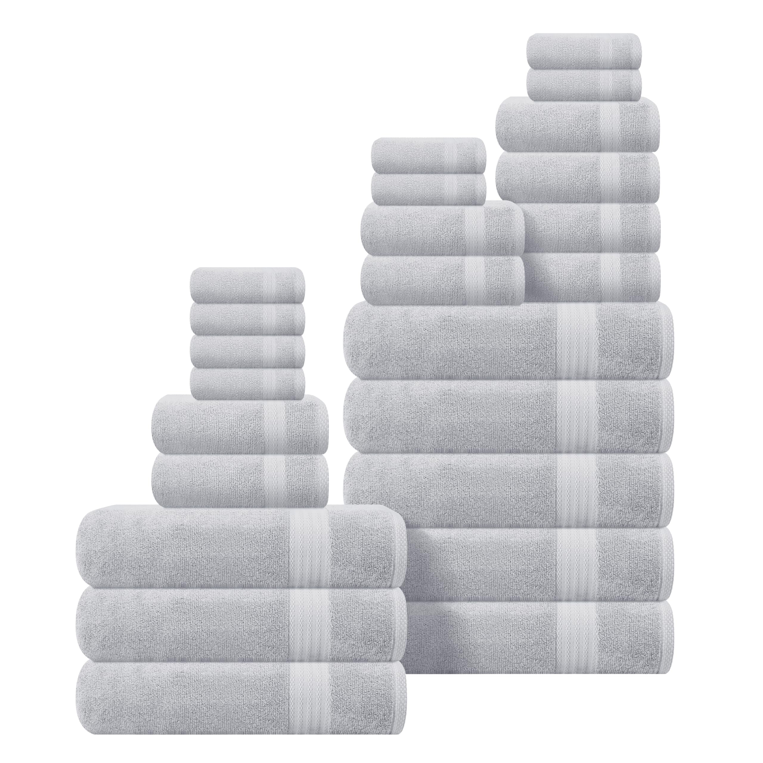 MyOwn Ultra Soft 8 Piece Towel Set 100 Pure Ringspun Cotton Contains 2 Oversized Bath Towels 27×54 Hand 16×28 4 Wash Cloths 13×13 Ideal Everyday use