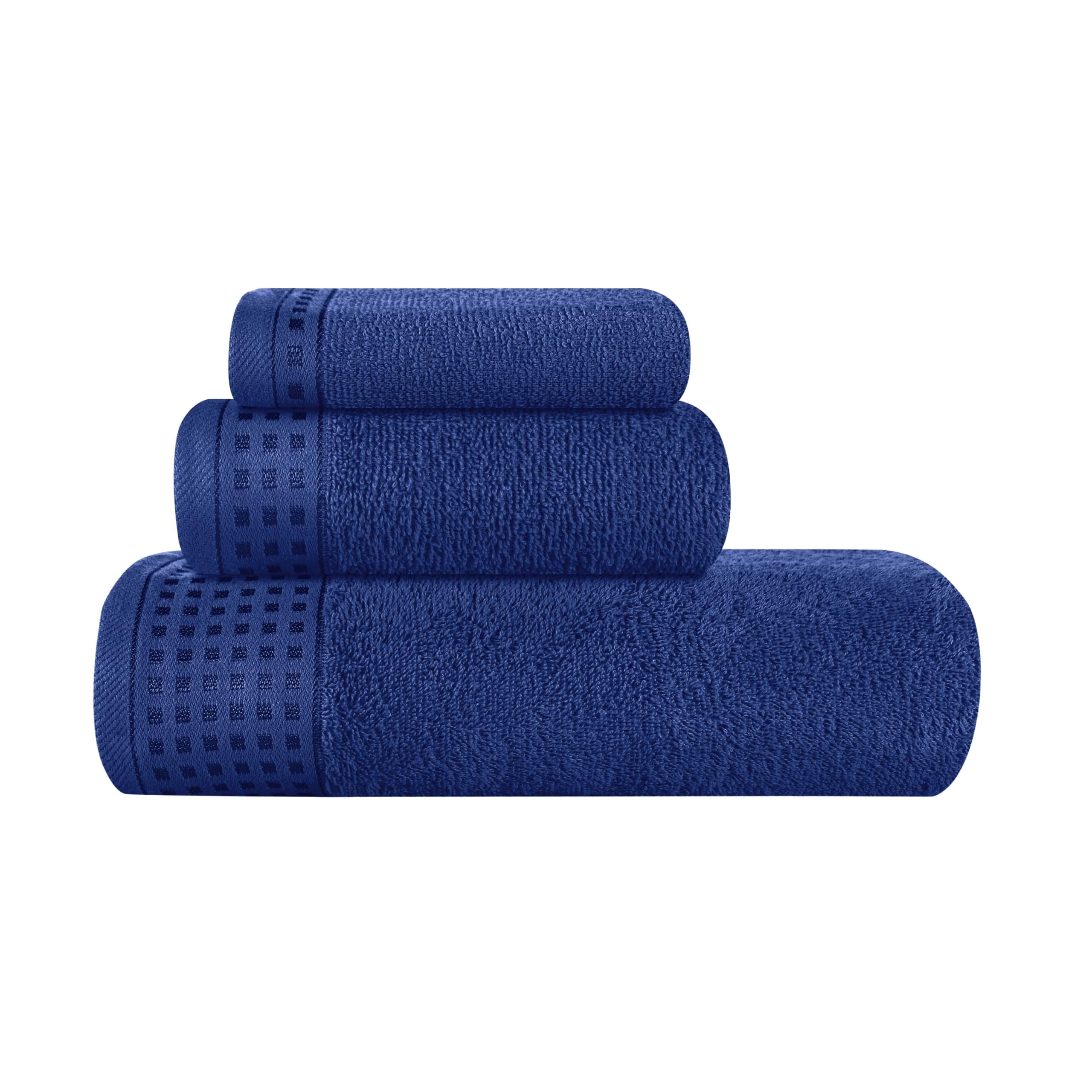 Walmart Deal of MyOwn Ultra Soft 3 Pack Cotton Towel Set, Contains a Bath Towel 28x55 inch, a Hand Towel 16x24 inch & a Wash Coth 12x12 inch, Ideal Everyday use, Compact & Lightweight - Navy Blue