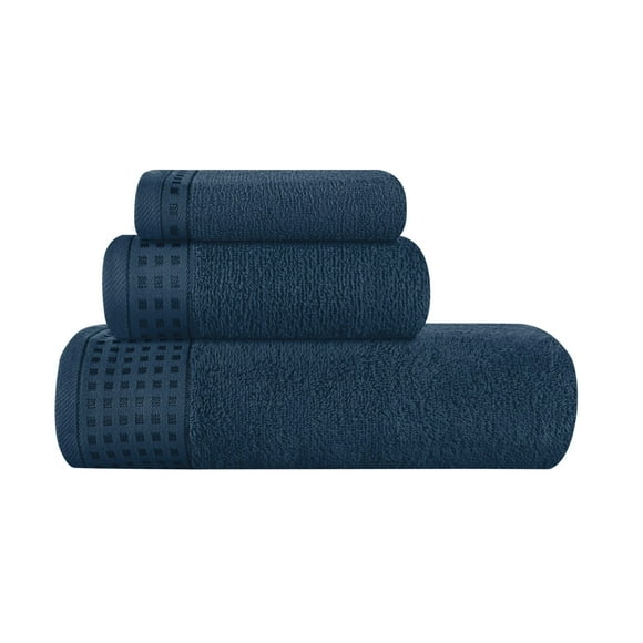 MyOwn Ultra Soft 3 Pack Cotton Towel Set, Contains a Bath Towel 28x55 inch, a Hand Towel 16x24 inch & a Wash Coth 12x12 inch, Ideal Everyday use, Compact & Lightweight - Mineral Blue
