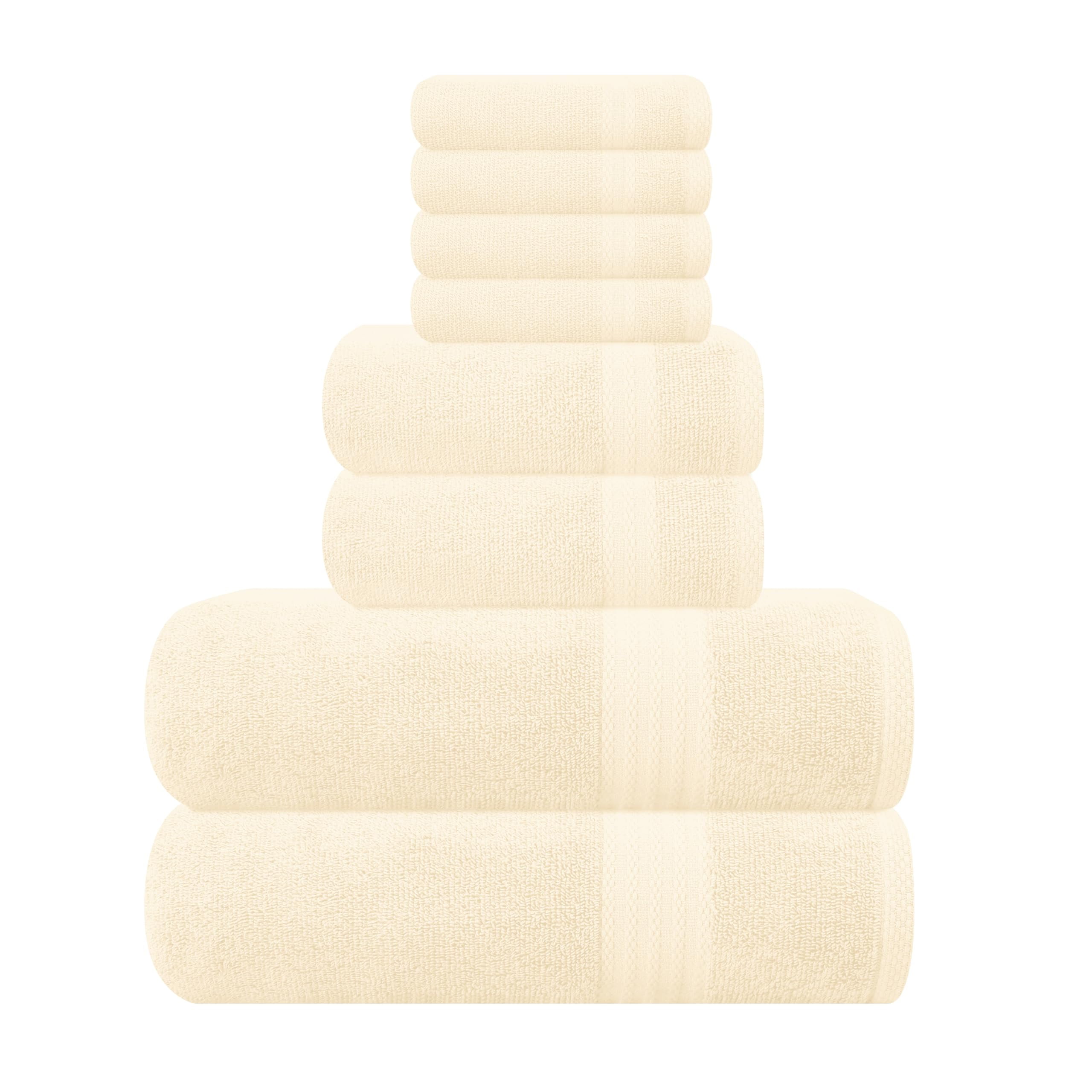MyOwn Ultra Soft 8 Piece Towel Set 100 Pure Ringspun Cotton Contains 2 Oversized Bath Towels 27×54 2 Hand Towels 16×28 4 Wash Cloths 13×13 Ideal Ever