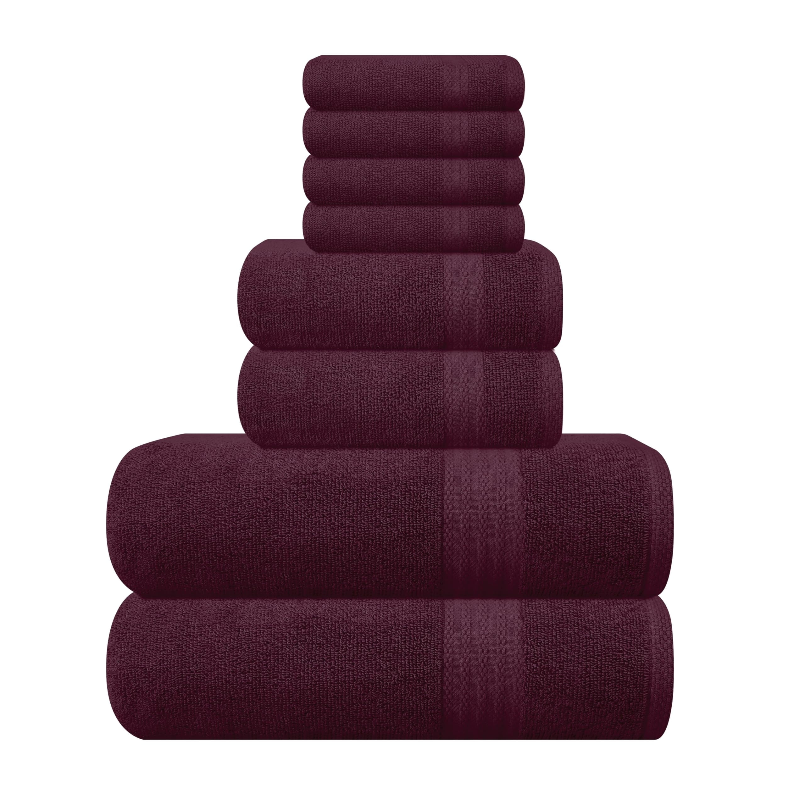 Walmart Coupons of Walmart Black Friday Deals 2025 - MyOwn Ultra Soft 8-Piece Towel Set in Burgundy, 100% Pure Ringspun Cotton, Luxurious Absorbent Hotel Spa Quality