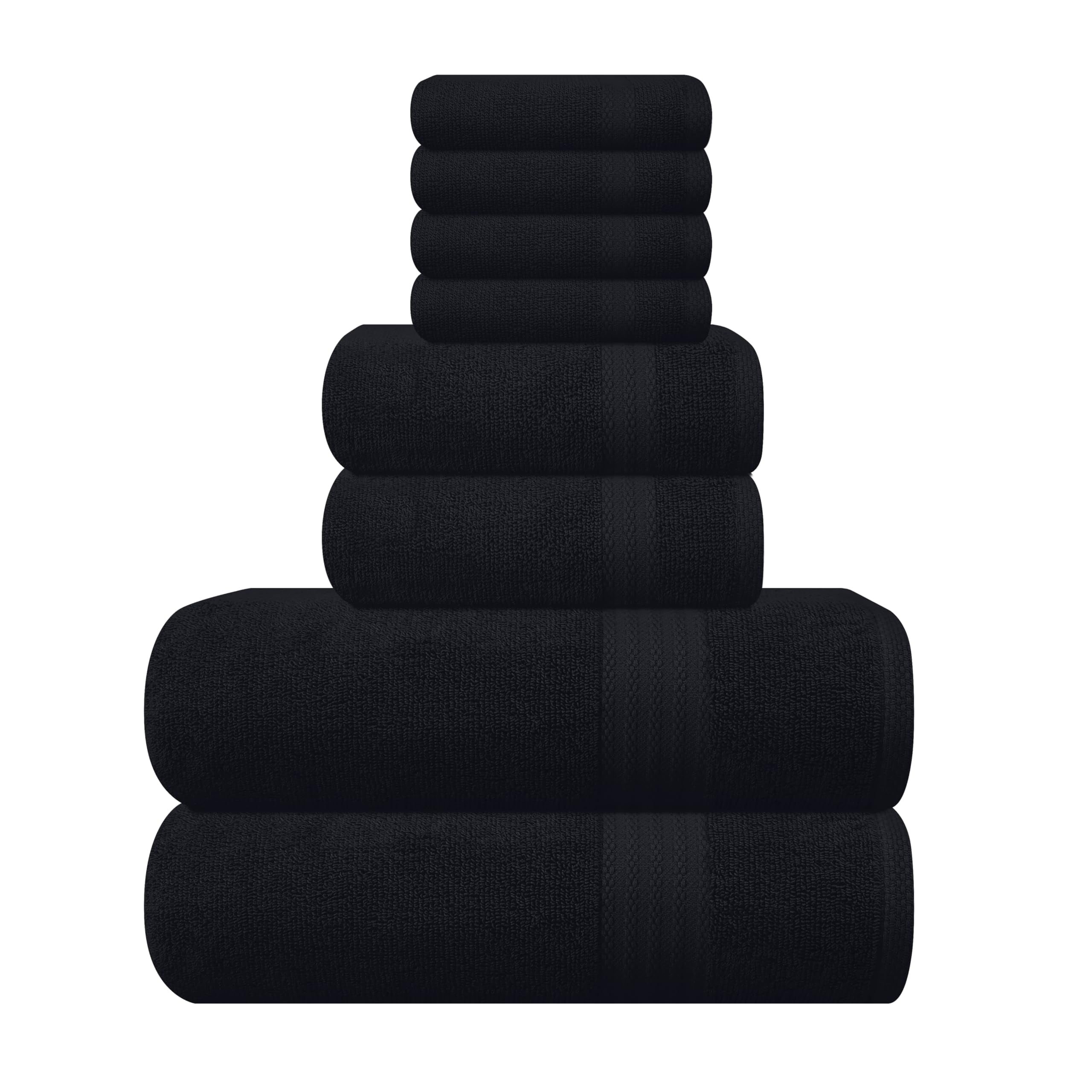 MyOwn Ultra Soft 8-Piece Towel Set - 100% Pure Ringspun Cotton, Contains 2 Oversized Bath Towels 27x54, 2 Hand Towels 16x28, 4 Wash Cloths 13x13 - Ideal for Everyday use, Hotel & Spa - Black - Walmart.com